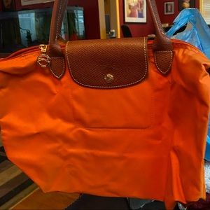 Orange small longchamp tote